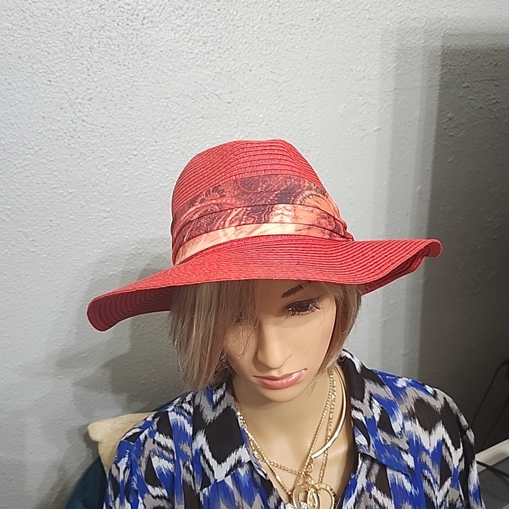 Elegant Red Fedora Women's Hat Nwt Upf50